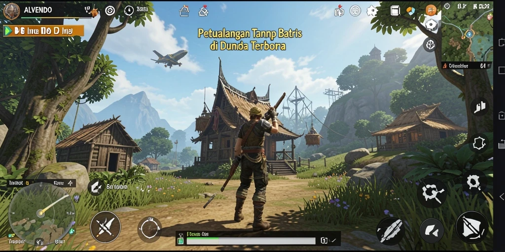 Screenshot gameplay ALVENDO yang menampilkan eksplorasi dunia terbuka.