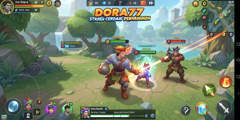 Tampilan gameplay menarik DORA77 dengan berbagai strategi pertempuran.