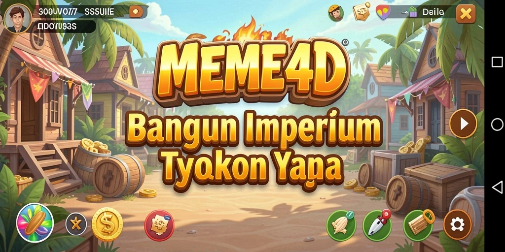 Tampilan gameplay menarik dari MEME4D yang menampilkan strategi dan pembangunan bisnis.