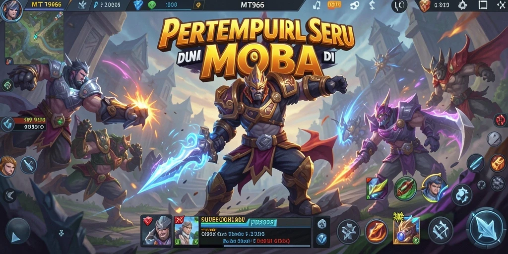 Menangkap momen seru dalam pertempuran gameplay MOBA.