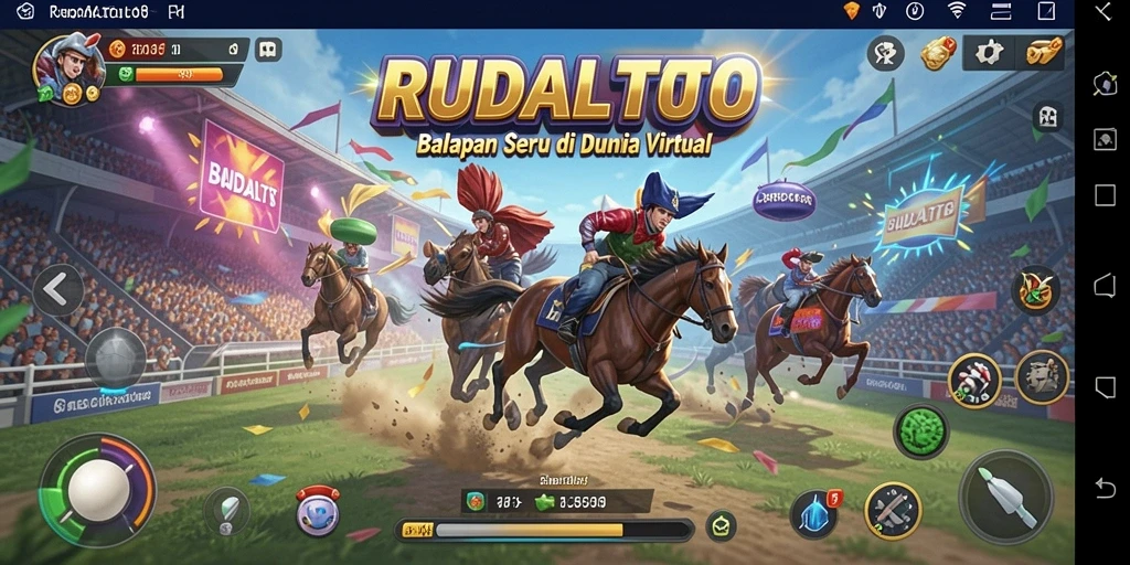 Tangkapan layar gameplay RUDALTOTO menampilkan aksi balap yang mendebarkan.