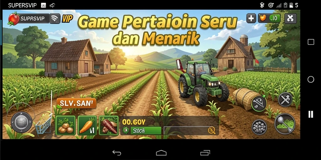 Tampilan gameplay <strong>SUPERSVIP</strong> yang menakjubkan dengan pemandangan ladang yang hijau.